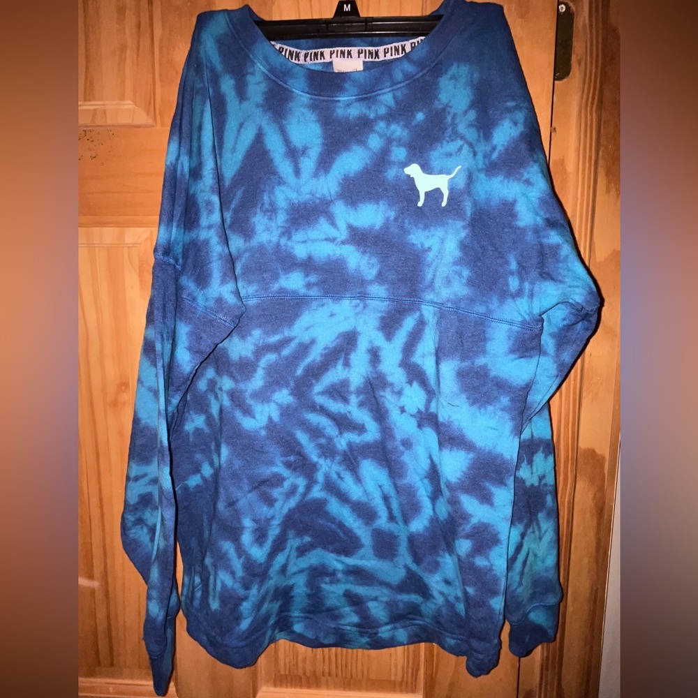 Victoria secret PINK sweatshirt blue tie dye size XS